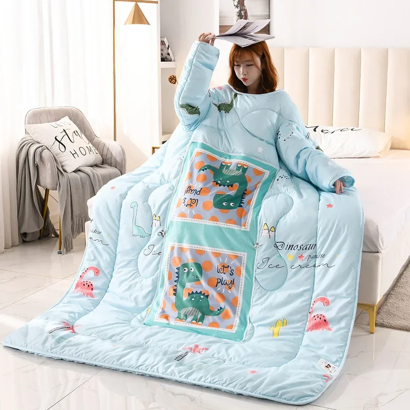 

6 Styles New Winter Lazy Quilt with Sleeves Warm Thicken Blanket Multifunction Soft for Home Winter Nap Covered Blanket