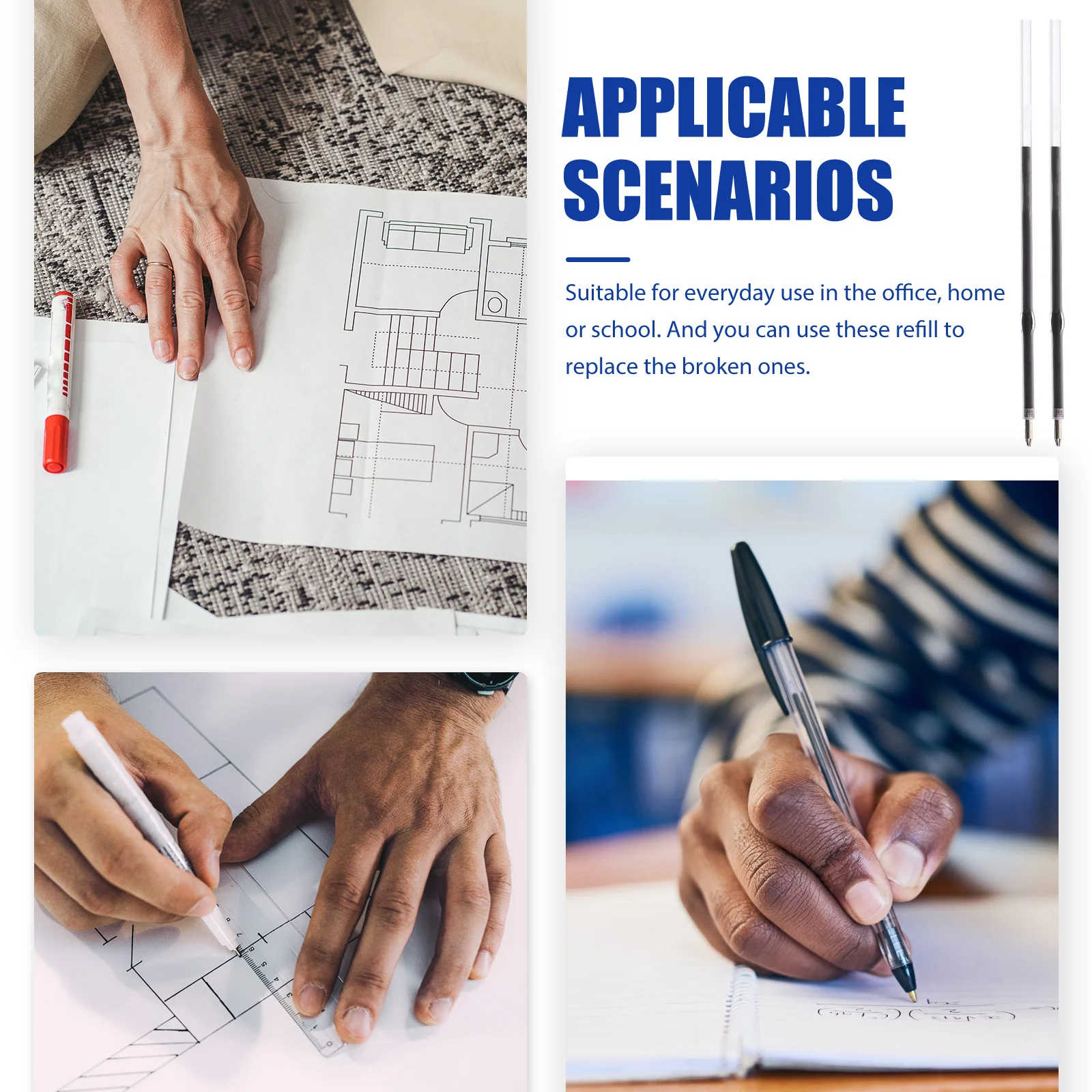 100 шт. 07 мм черная офисная кнопочная шариковая ручка стержень