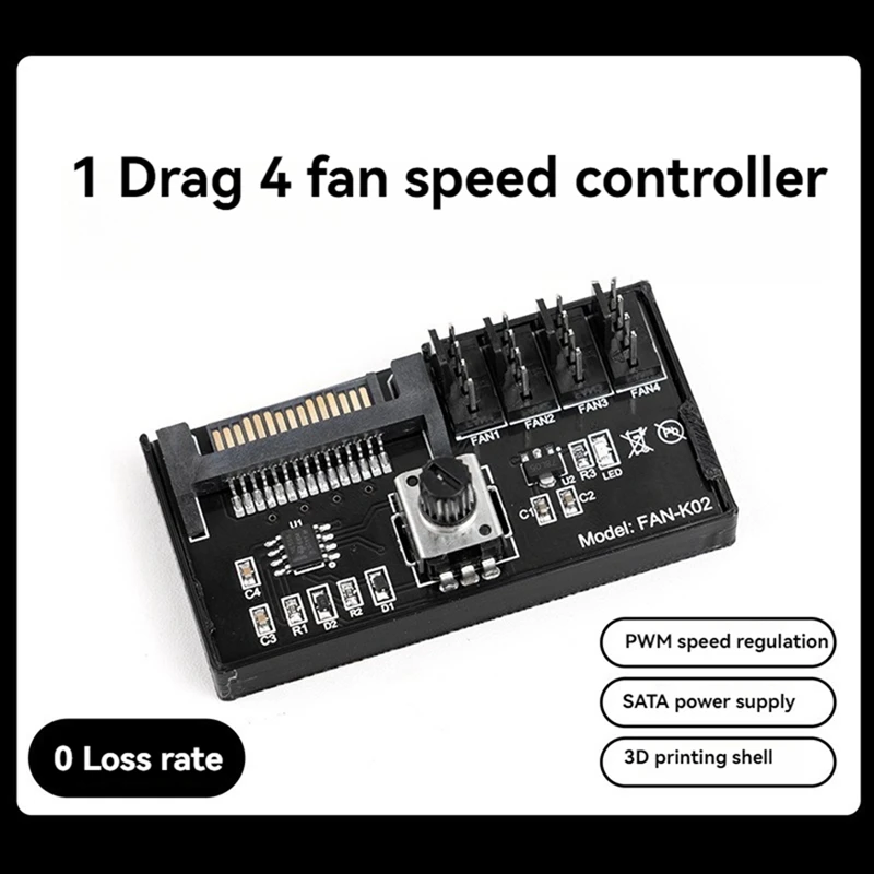 Фото ШИМ-контроллер скорости вентилятора Высокая мощность Sata DC Power 4-контактный регулятор вентилятора NAS Серверный регулятор скорости вентилятора 4-сторонний ШИМ-регулятор вентилятора №5