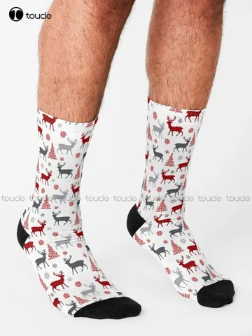 Носки с рисунком оленя, рождественские носки, черные бейсбольные носки, персонализированные носки унисекс для взрослых и подростков, молодежные носки на заказ, подарок, искусство