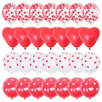 28pcs red heart shape balloons decorations kit wedding decors valentines day gifts heart printed latex confetti globos helium