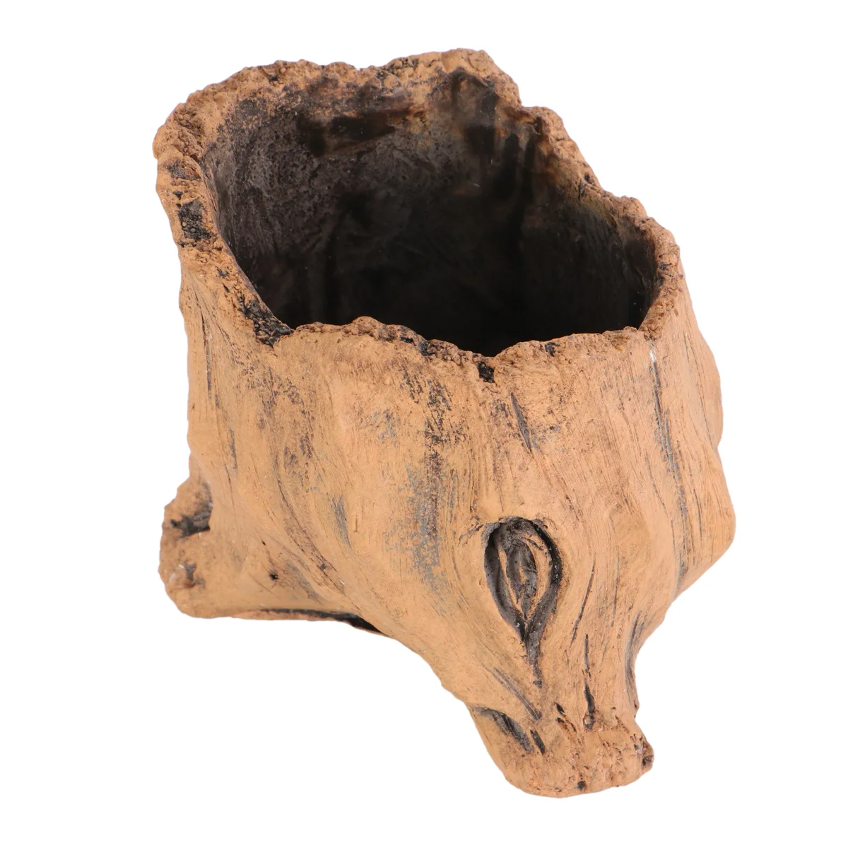 

1PC Creative Vintage Imitation Wood Cement Flower Pot Flower Pot for Office Tabletop Decoration