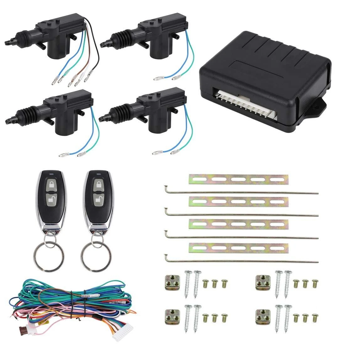 

12V Universal 4 Doors Central Lock Locking System Car Keyless Entry Kit with Actuator Car One Button Start Remote Control System