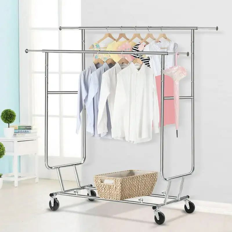 

Collapsible Garment Rack, Metal, Silver