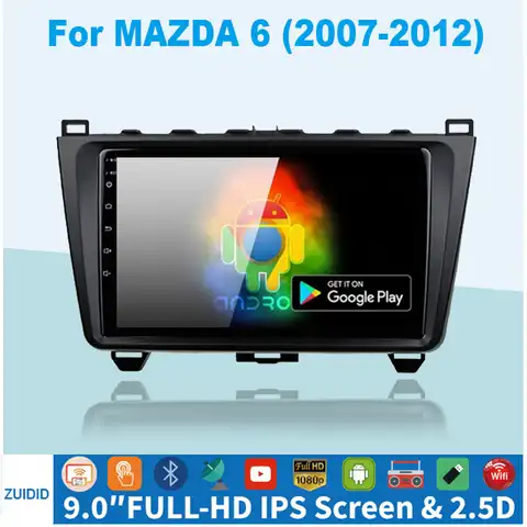 Автомагнитола 2 din для Mazda 6 2 GH 2007-2012, 2 Гб + 32 ГБ, мультимедийный видеоплеер, навигатор GPS, Android 10,1, 2 din, dvd