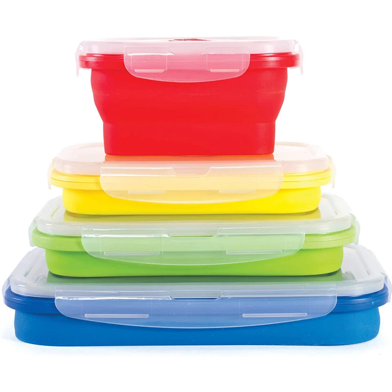

Silicone Folding Lunch Box Refrigerator Storage Microwave Heating Portable Outdoor Food Storage Container Lunch Box Kitchen Tool