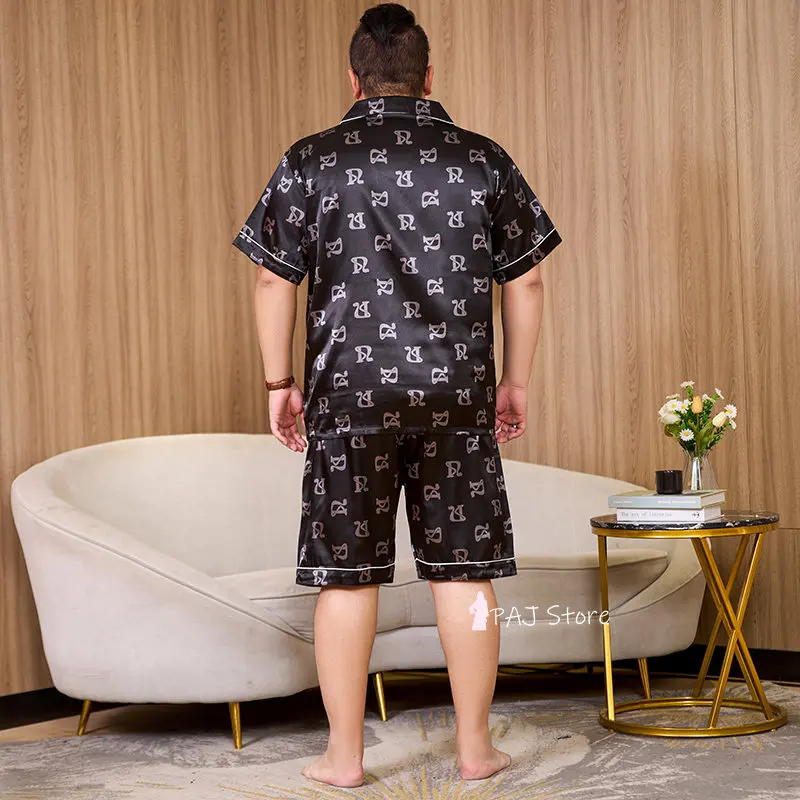 Pajamas Mans Silk  Plus Size man Pajama set 7XL Sleepwear Short Sleeved Homewear Leisure Nightwear Loyal Pjs Men Home Clothing
