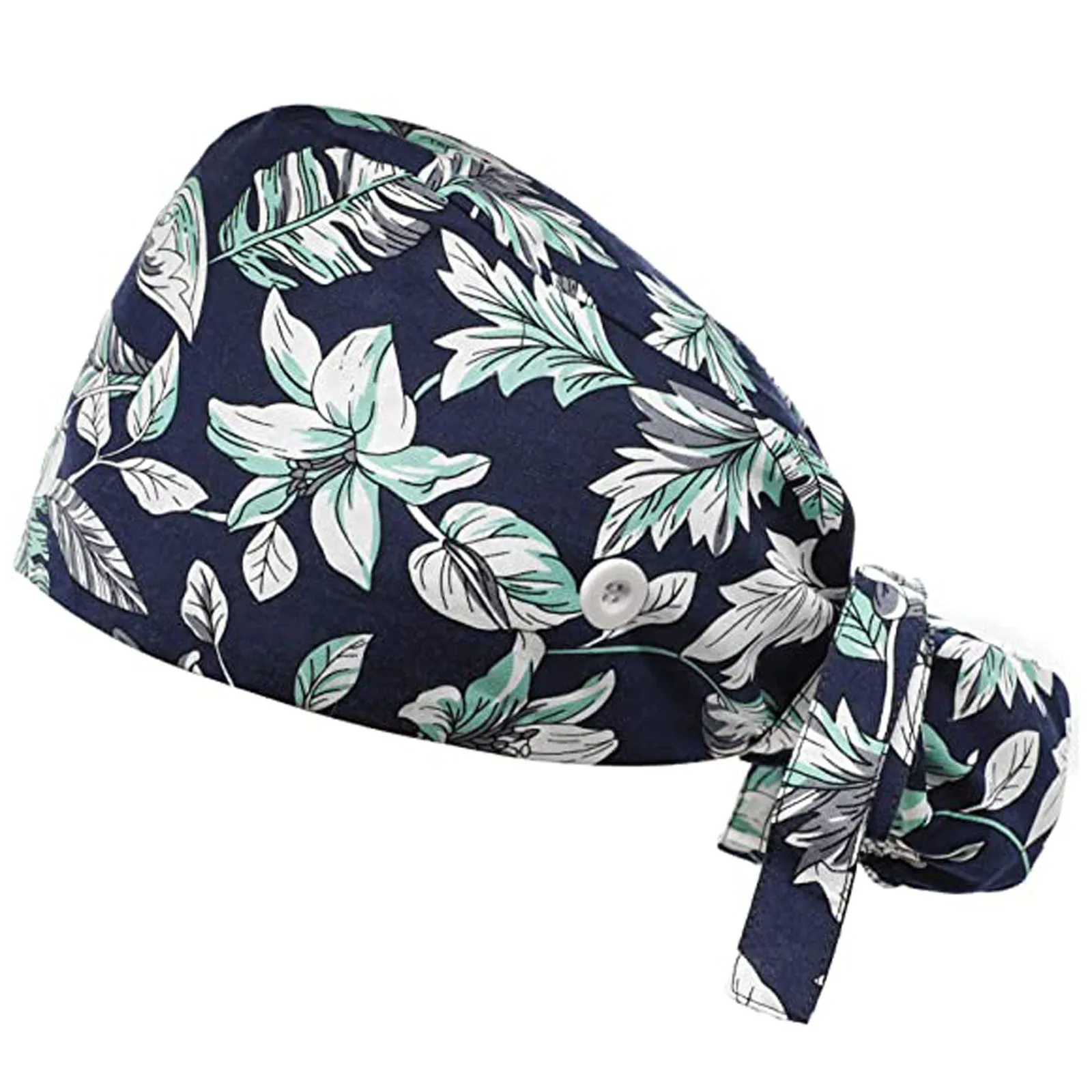 Scrub Cap With Buttons Bouffant Hat With Sweatband for Womens and Mens Mesh Back Hat