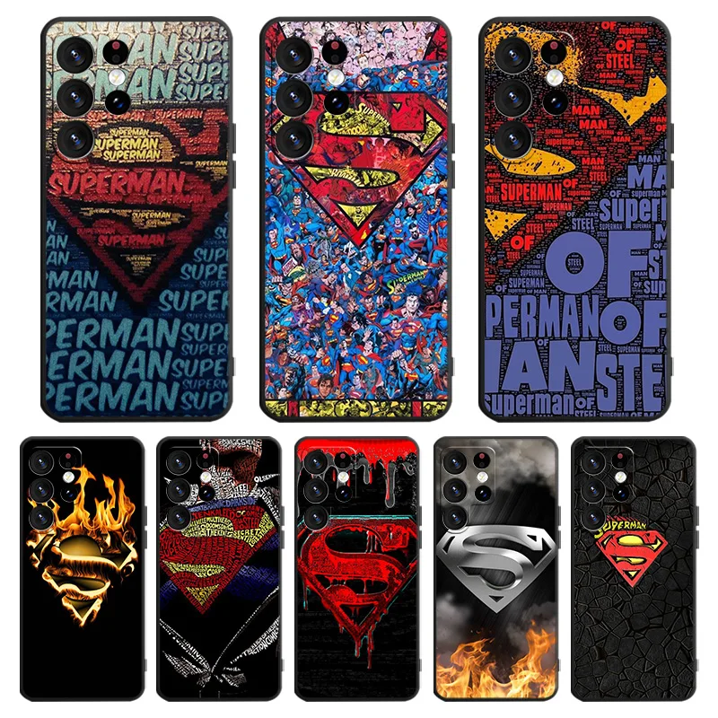 

DC Hero Superman Logo Phone Case For Samsung Galaxy S23 S22 S21 S20 FE Ultra S10e S10 S9 S8 Plus Lite Black Cover