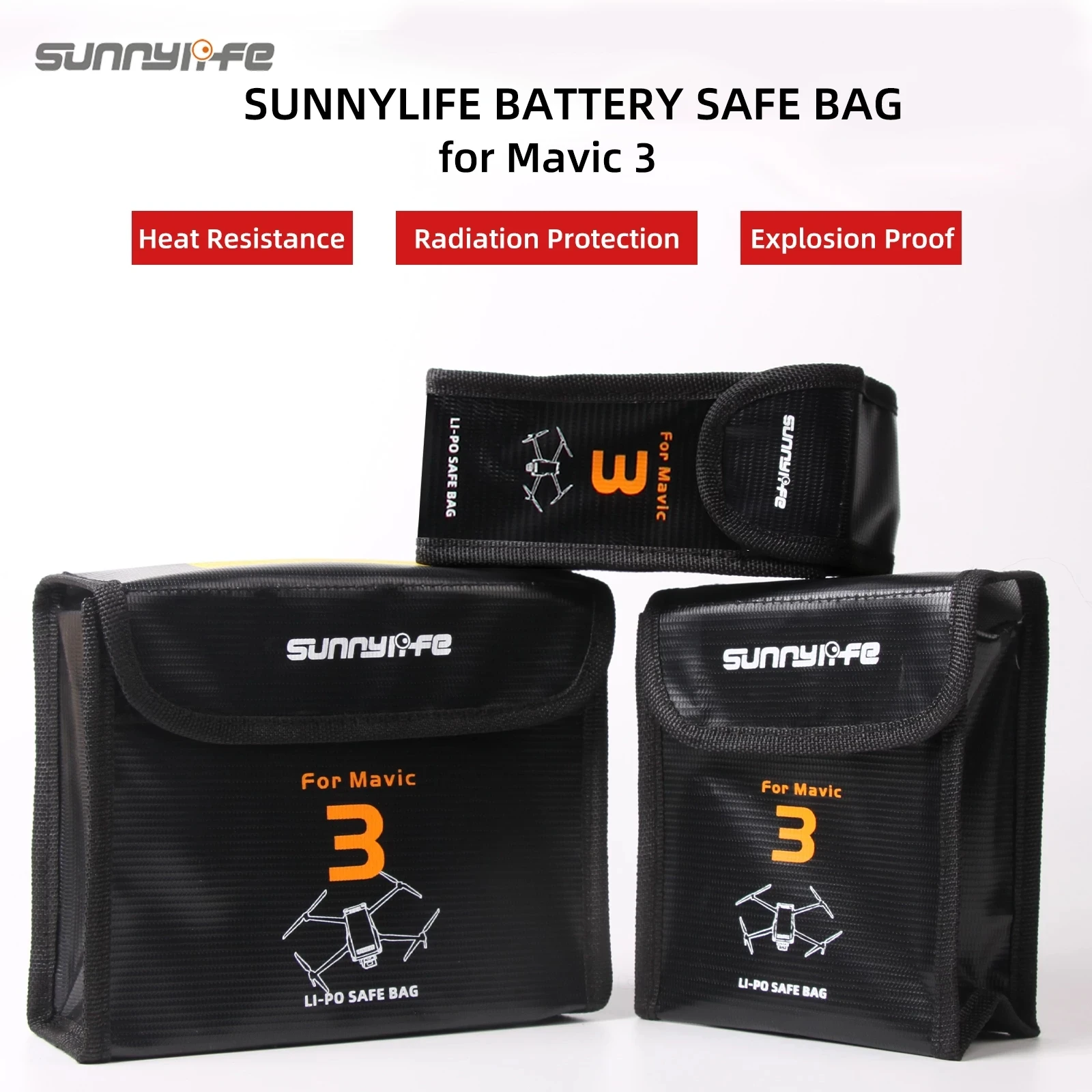 

For DJI Mavic 3/Mavic3 Class Drone LiPo Battery Safe Bag Explosion-proof Protective Bag Battery Storage Case Accessories