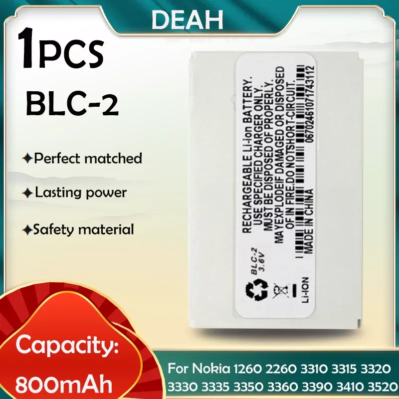 

1PCS 800mAh BLC-2 BLC2 BLC 2 Li-ion Phone Battery For Nokia 3310 3315 3330 3335 3350 3510 3530 5510 6650 6800 Replacement Cell