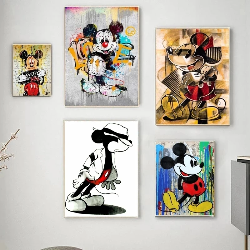 

Disney Cartoon Canvas Paintings Wall Art Donald Duck Mural Mickey And Minnie Abstract Poster Hd Printed Mouse Picture Home Decor