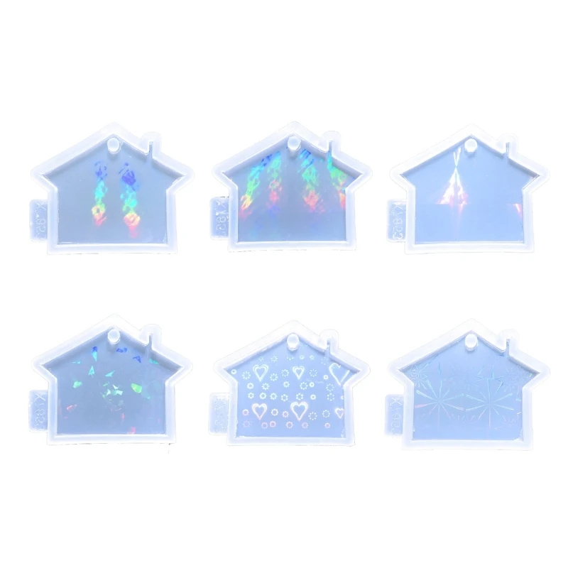 

Castle Resin Molds House Silicone Mold Rainbow Light Effect Keychain Pendant Molds for Epoxy Casting Crafts