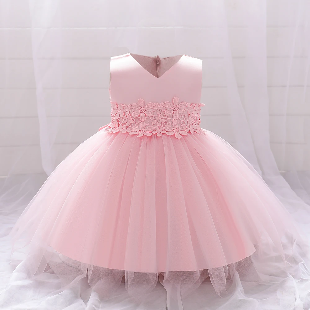 

Summer Baby Baptism Dress Children White Lace Flower 1 Years Birthday Wedding Princess Dresses Vestido Toddler Baby Girl Clothes