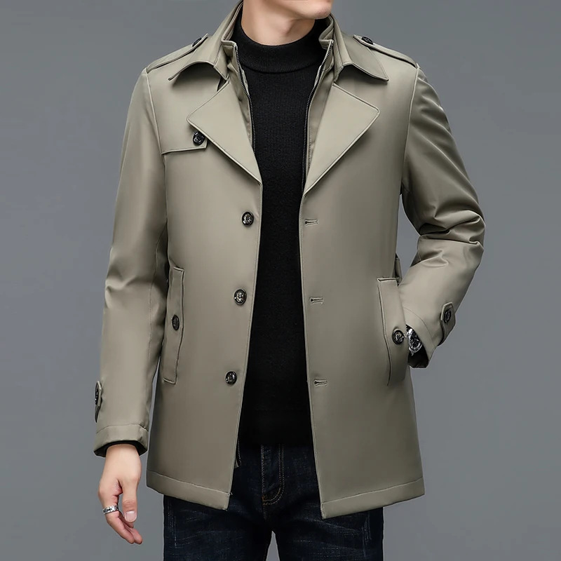 England Style Men Winter Puffer Parkas Khaki Black Thick Thernal Puff Overcoats Quilted Lining Detachable Basic Coat Male Jacket