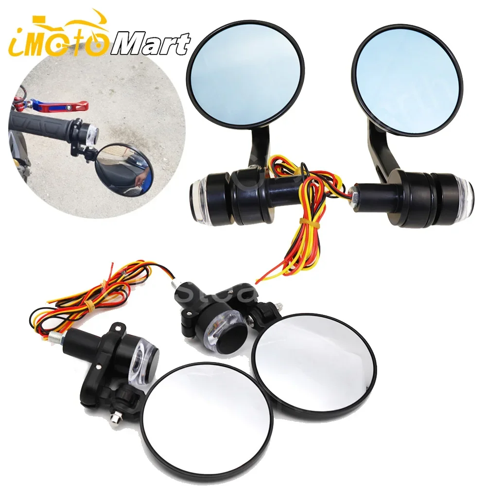 Зеркало боковое для мотоцикла 7/8 дюйма 22 мм с указателем поворота