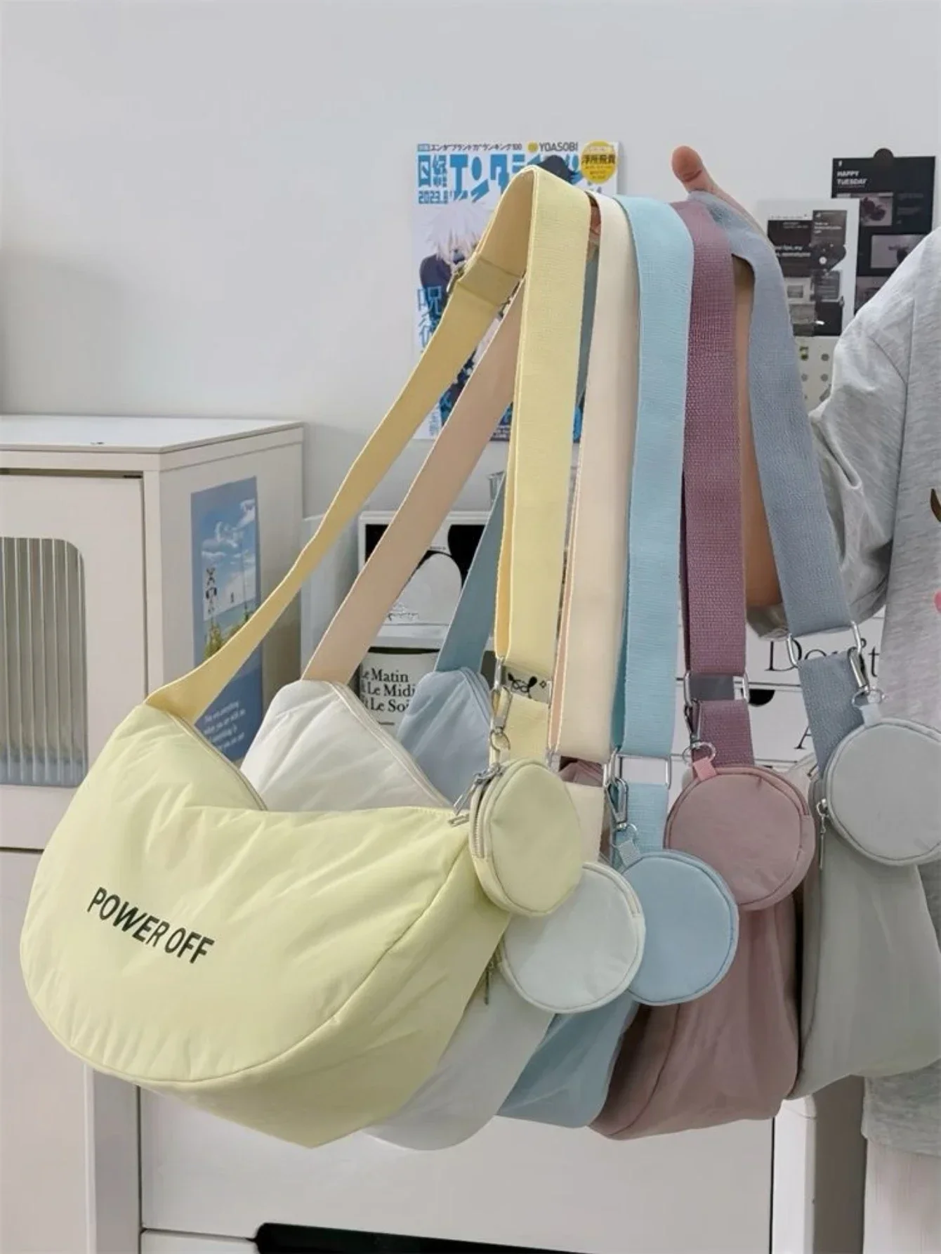 Сумки через плечо для женщин с буквенным принтом и кошельками монет корейская