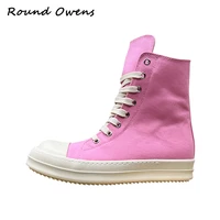 round owens street brand rick high top board sneakers pink canvas casual mens mid calf winter shoes women zip motorcycle boots