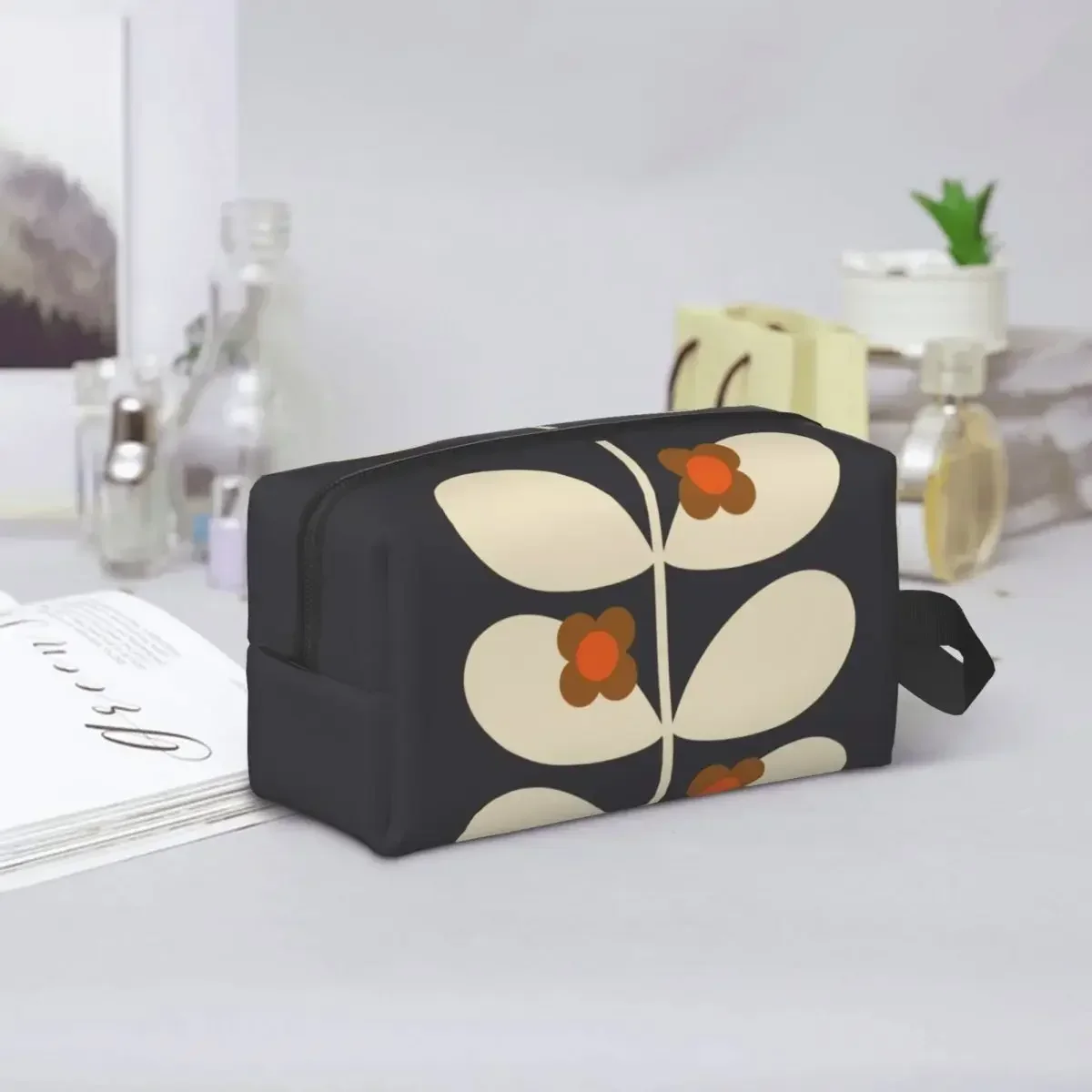Фото Косметичка с принтом Wild Rose Stem Jet Orla Kiely, женская модная косметичка большой емкости, косметичка для хранения косметики №5