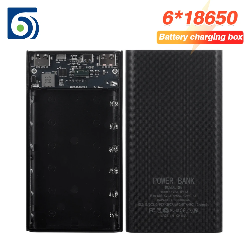 

Byscoon 18650 Battery DIY Box Phone Power Bank 20000mAh 5V Case 18W Fast Charging Storage With Display For iPhone Xiaomi Samsung