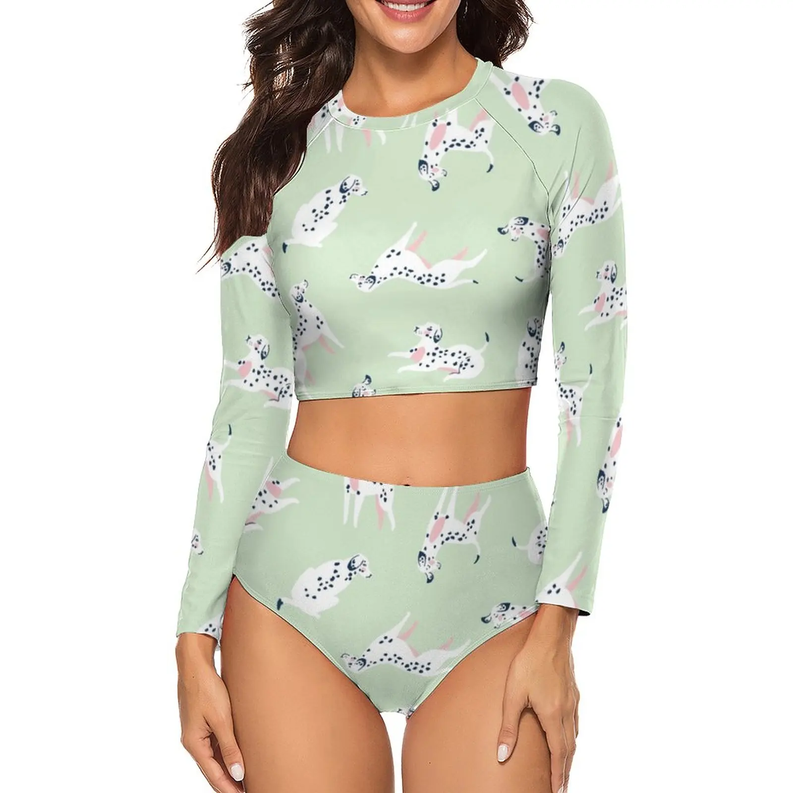 

Dalmatian Dog Bikini Swimsuit Cute Animal Print High Waist Bikinis Set Women Swimwear Graphic Surfing Swimsuits Beach Outfits