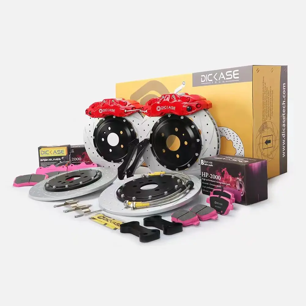 

Dicase Auto Brake System Top Quality 6 Piston Caliper Kits Front Keep Stock Caliper Rotor Rear For vw golf gti mk7