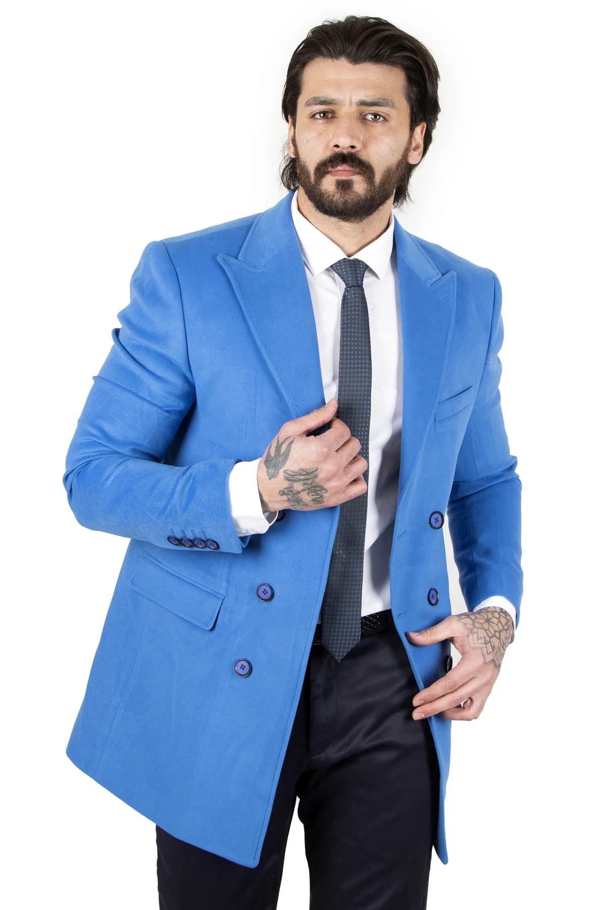 DeepSEA Wide Collar Narrow Cut Double Breasted Coat 2207240
