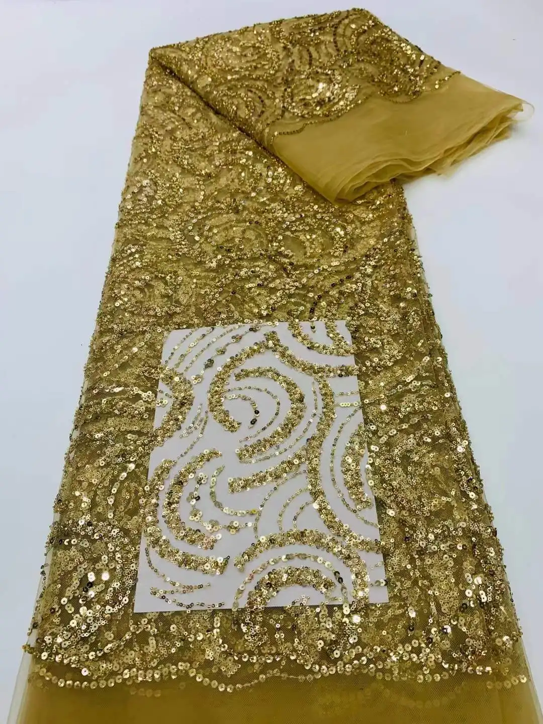 Розовая кружевная ткань Нигерия бисер Роскошная с жемчугом африканская для