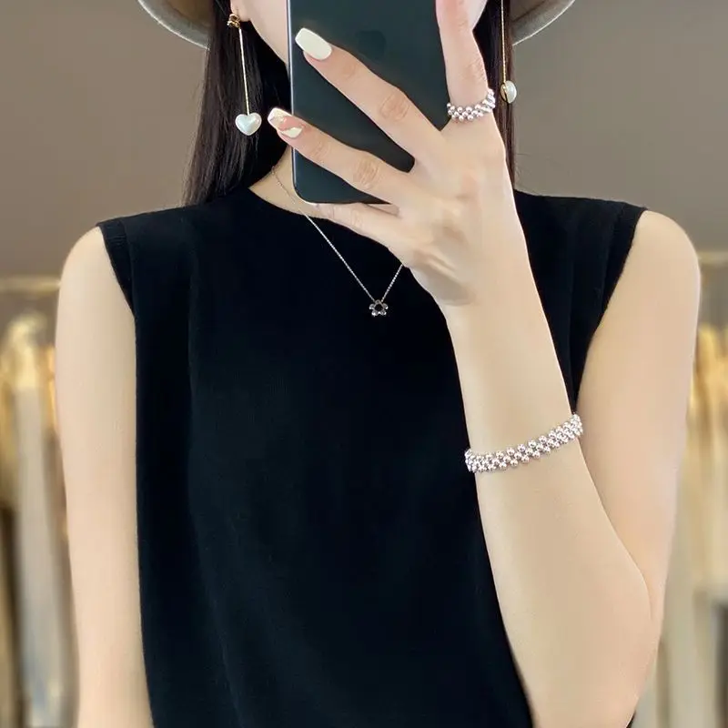 Жилет на бретельках с круглым вырезом Женская летняя одежда 2024 рубашка наряды