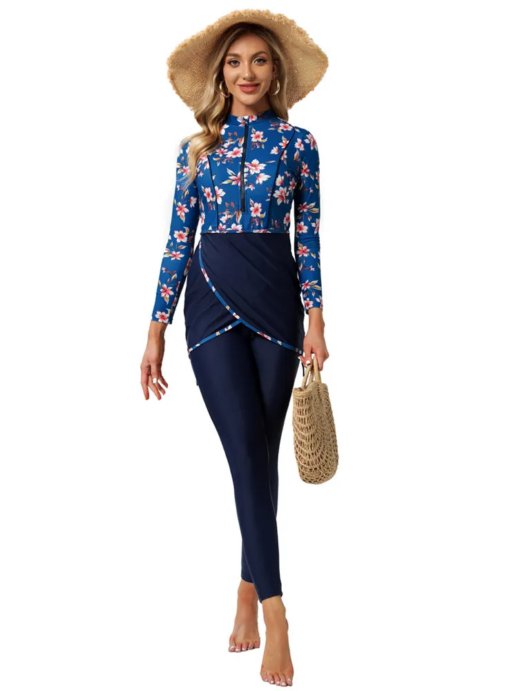 3 шт. мусульманские купальники женские скромные лоскутные хиджабы с длинными