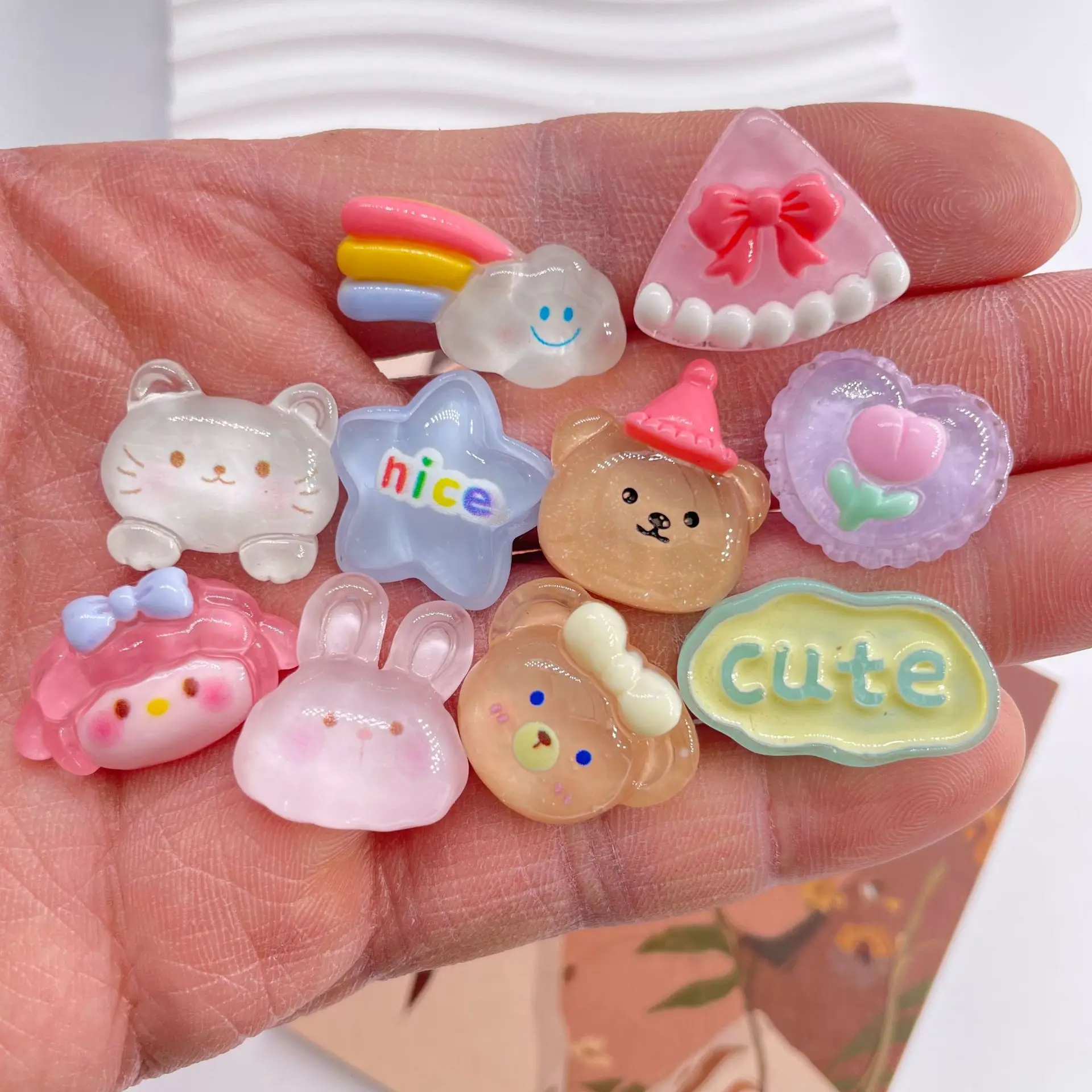 10 шт. прозрачные Мультяшные животные Медведь Кролик Кот каучуковые плоские