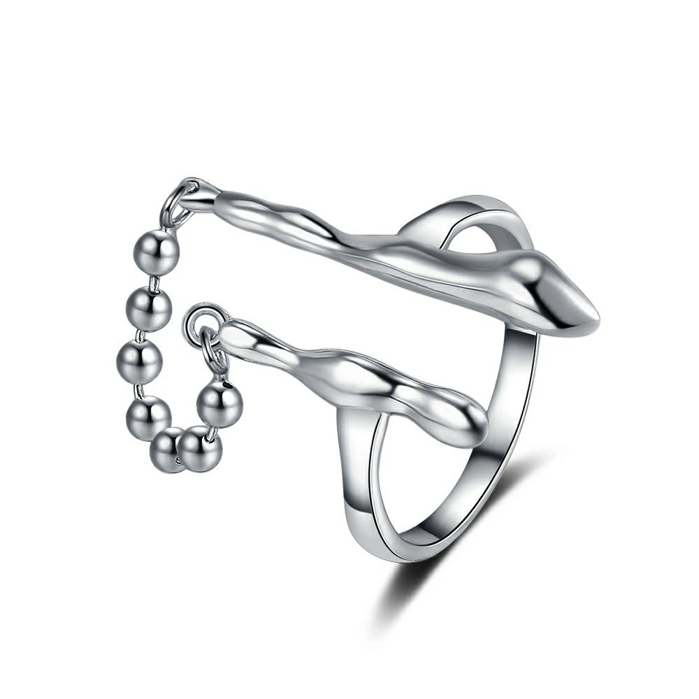 

Amaiyllis S925 Sterling Silver Light Luxury Irregular Shaped Chain Index Finger Ring Irregular Texture Fashion Open Ring Jewelry