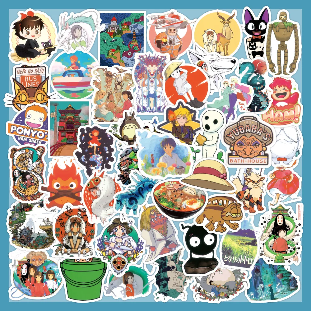 

60pcsc Spirited Away Anime Stickers Cartoon Sticker Luggage Helmet Notebook Graffiti Sticker Cute Sticker Pack Laptop Skin