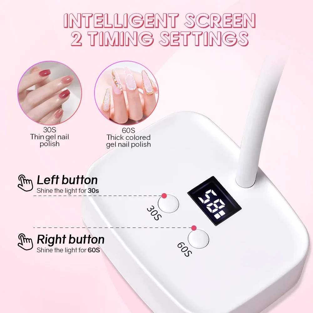 Светодиодная УФ-лампа для ногтей 27 Вт Лампа сушки 360 ° Гибкая перезаряжаемая