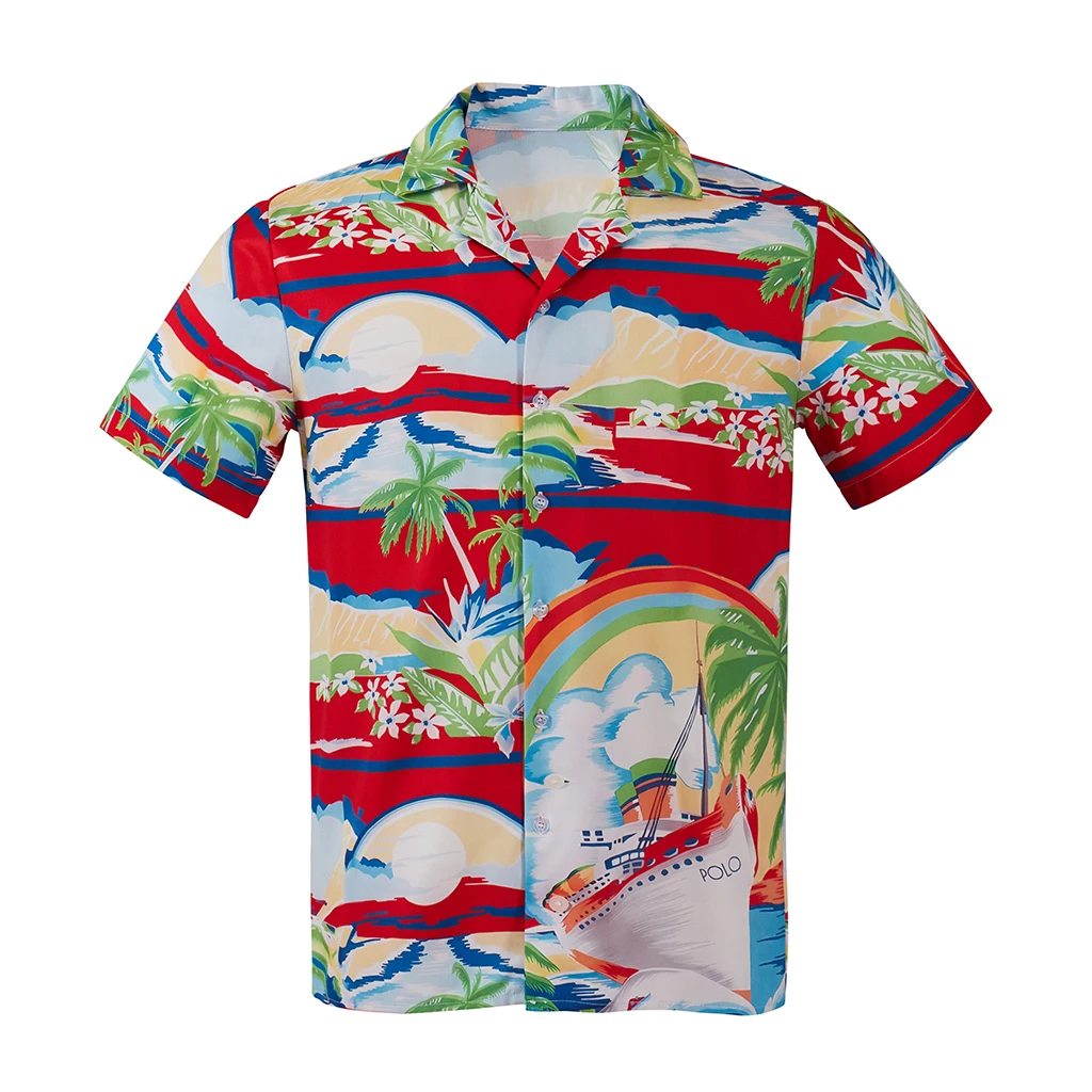 Гавайская пляжная рубашка с коротким рукавом для взрослых