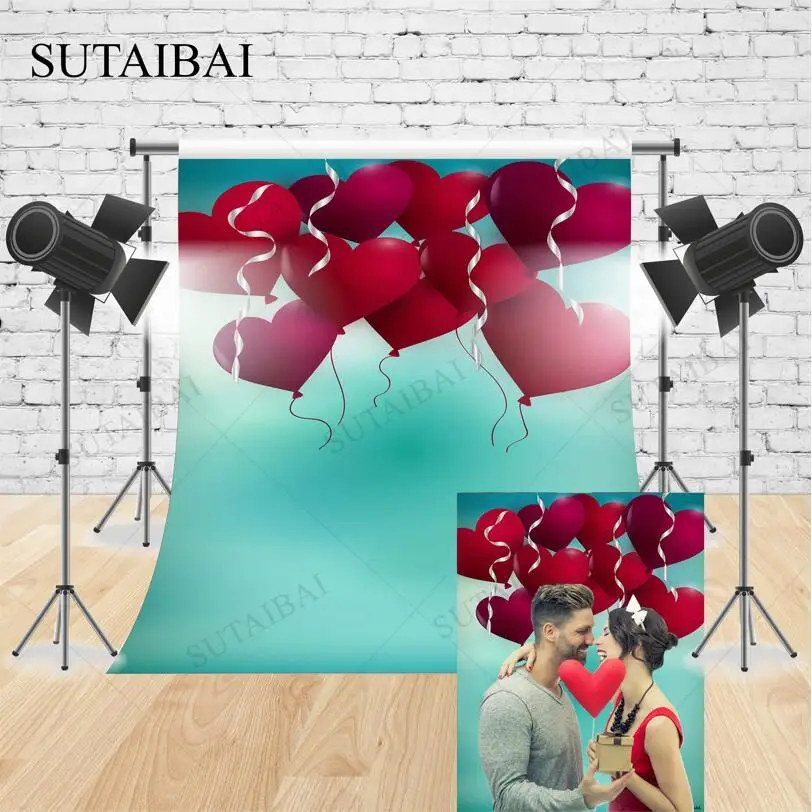 

Wedding Red Love Balloons Photocall Backdrops Marriage Birthday Valentine‘s Day Castle Background Blue Photography Photo Studio