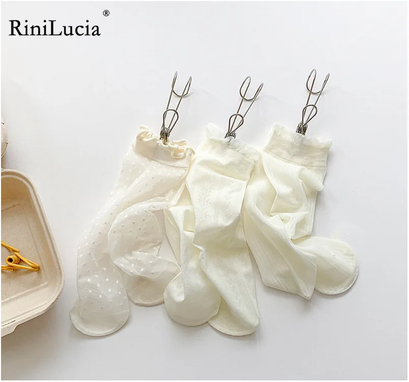 

RiniLucia 4 Pairs/Lot Kids Socks for Girls 2023 New Baby Girls Socks Solid Soft Toddlers Sock for 0-5Years Children Accessories
