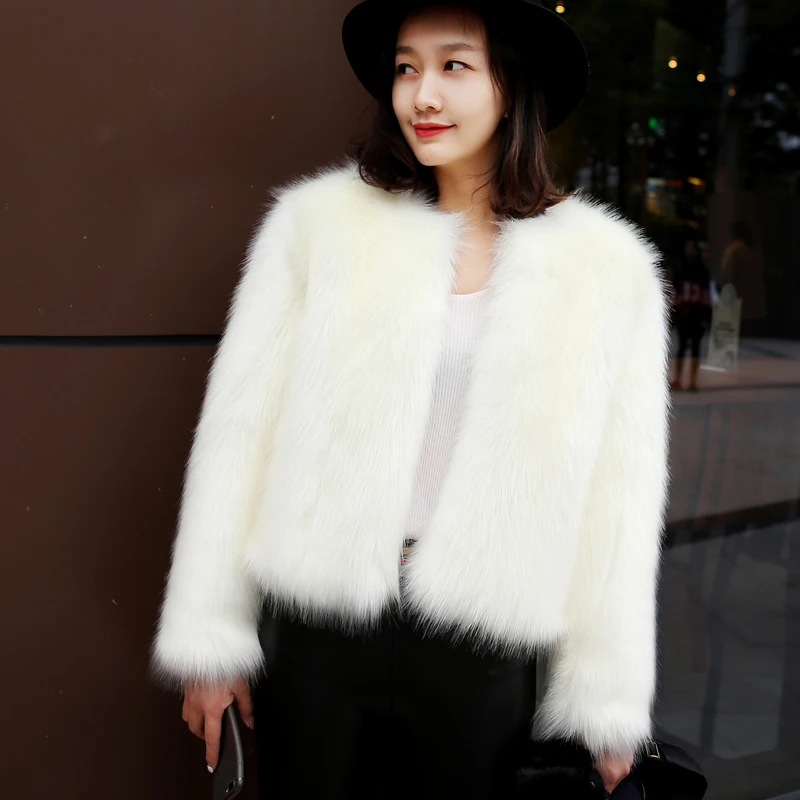 Women's Winter Coat Korean-Style Faux Fox Fur Short Overcoat for Women 2022 Autumn and Winter New Long Sleeve Furry Coats Female
