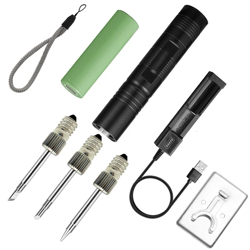 New E10 Interface Battery Soldering Iron Electric USB Wireless Soldering Iron 18650 Battery Powered With LED Light