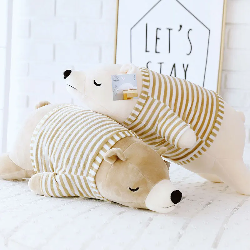 

35CM Kawaii Dressed Polar Bear Stuffed Animals Big Size Super Soft Animal Cushion Sleeping Pillow Plush Toy Kid