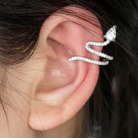1pc gold silver color snake clip on earrings for women ear cuff non piercing fake cartilage wrap earrings zircon unisex jewelry