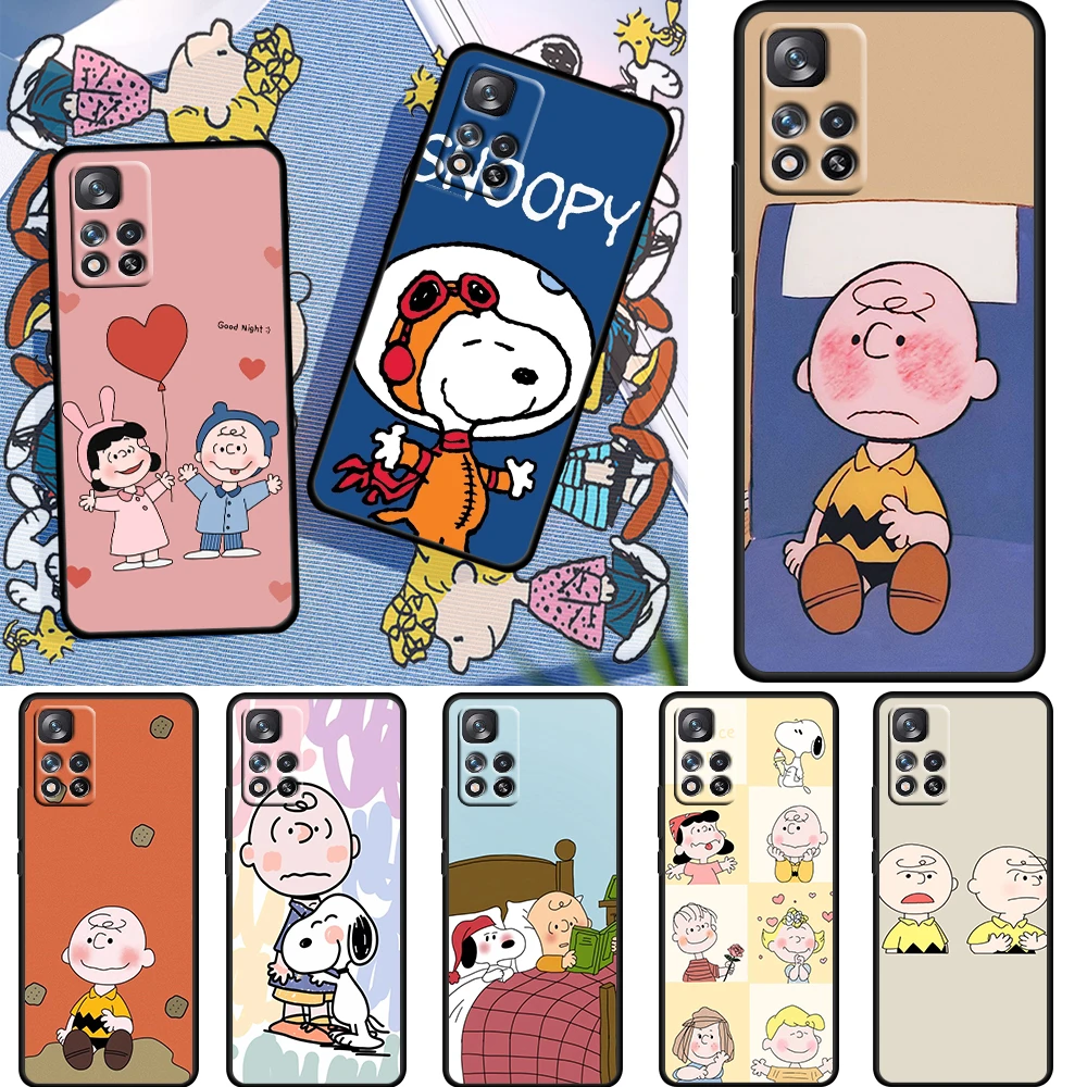 

Snoopy Cartoon Dog Cute For Xiaomi Redmi Note 11 10 11T 10S 9 9S 8 7 5G 4G Soft Black Phone Case Funda Coque Capa Cover Shell
