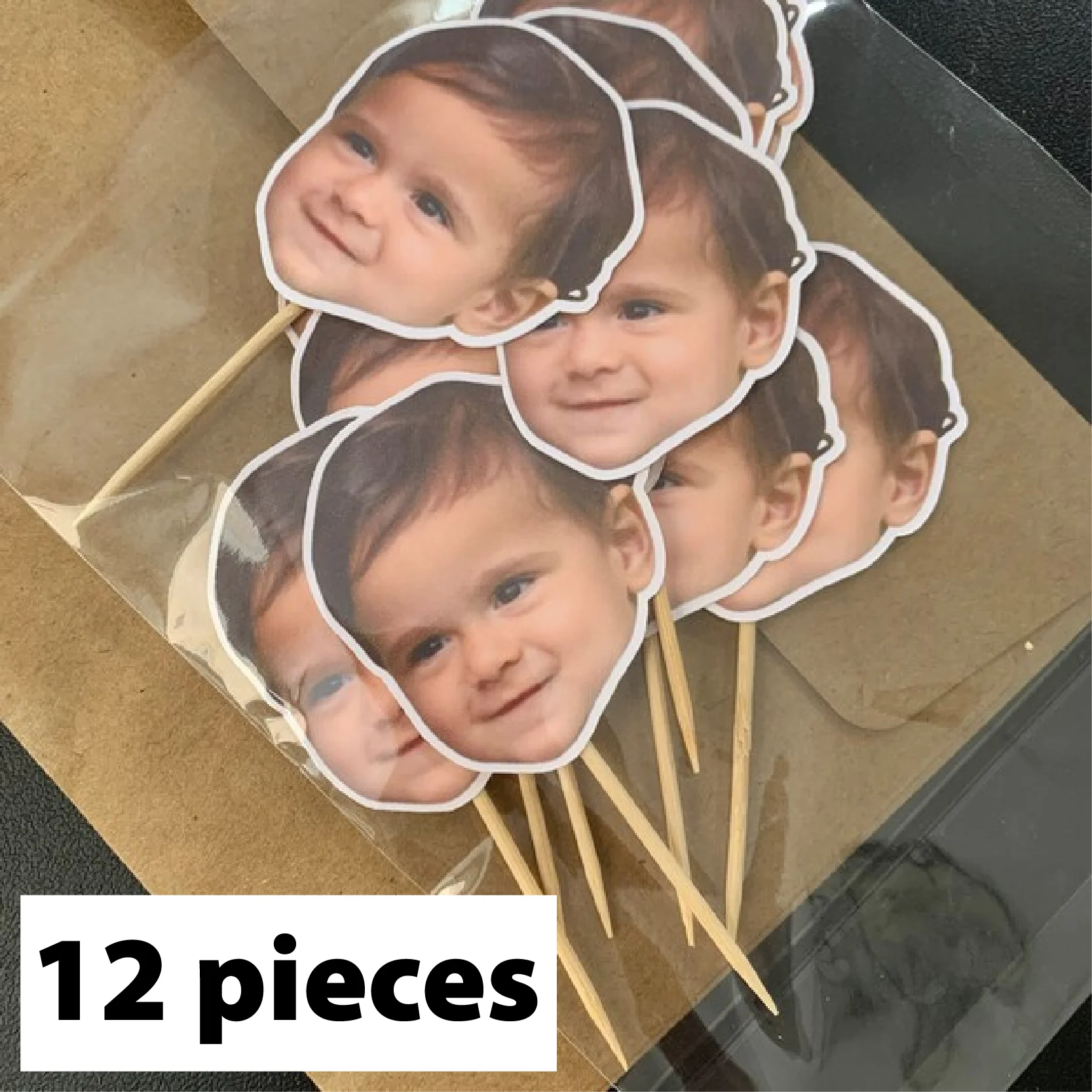 

Персонализированные топперы для кексов из бамбука 12 шт.