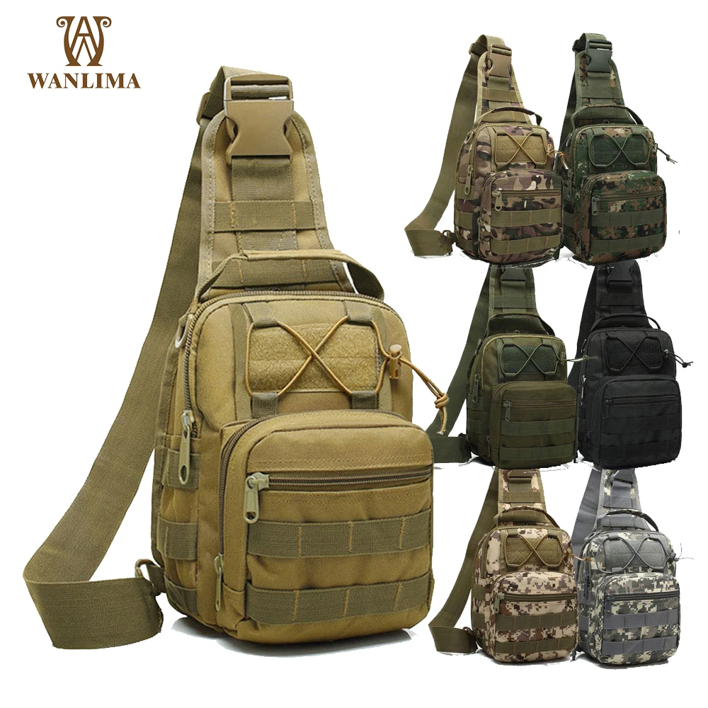 

Wanlima 3 in 1 Men Military Tactical Shoulder Bag EDC Molle Sling Pack Outdoor Sport Chest Bag Hiking Daypack Mini Backpack
