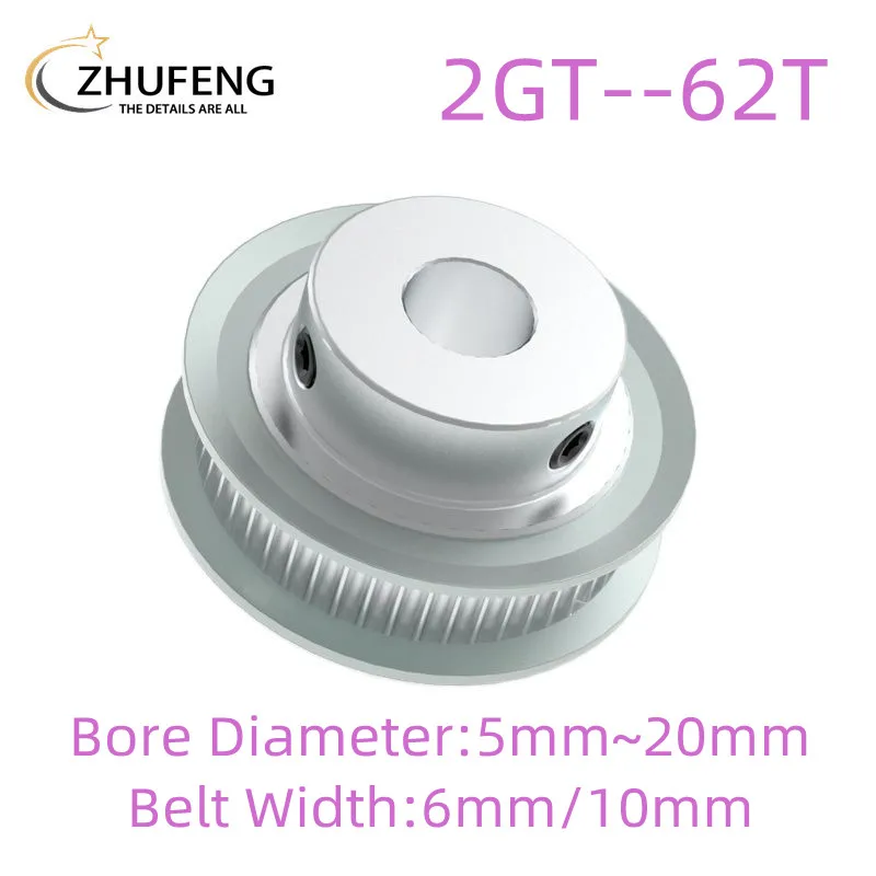 

GT2 62 Teeth 2GT Timing Pulley Bore 5/6/8/10/12/14/15/16/17/18/19/20mm for GT2 Synchronous belt width 6/10mm wheel