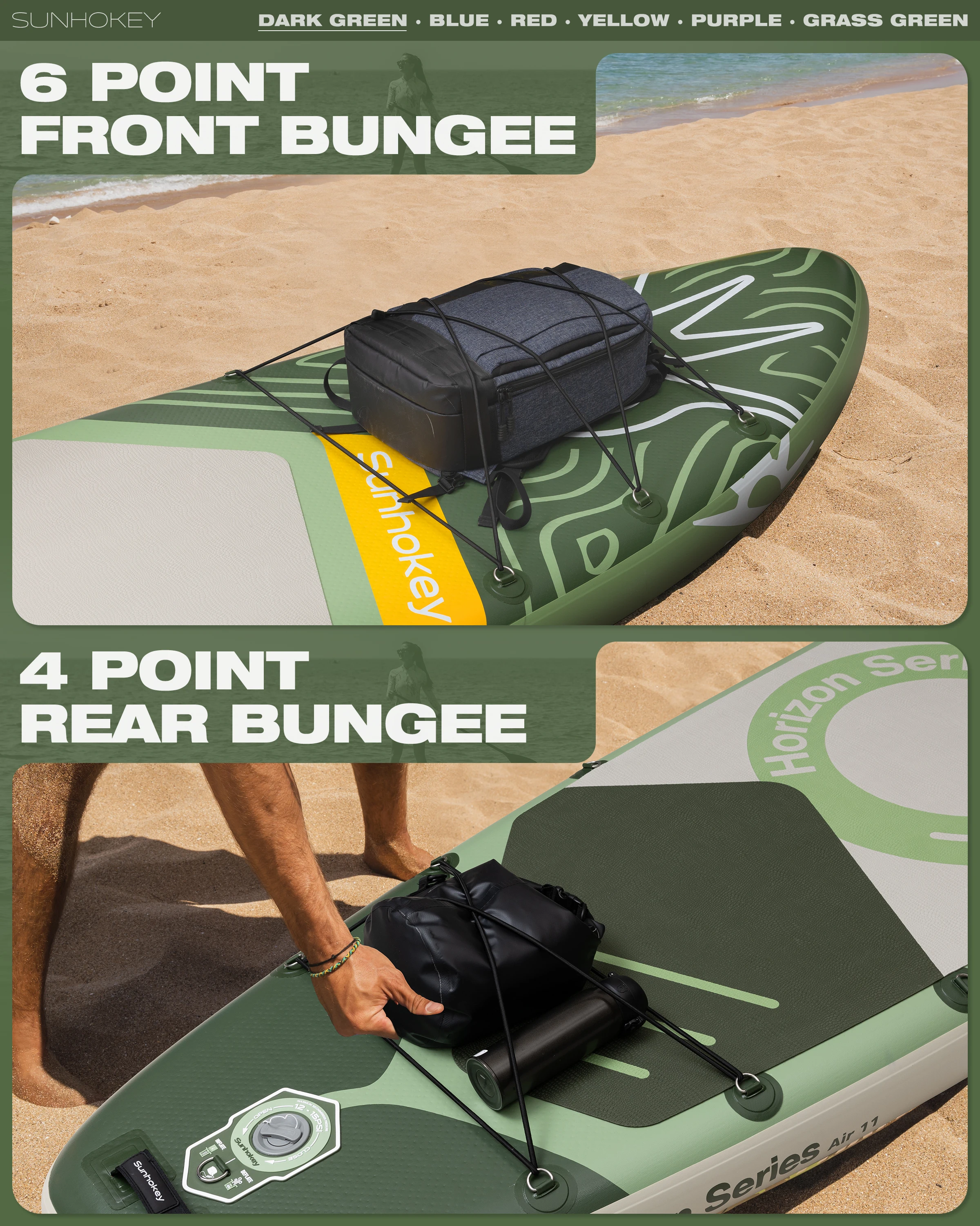 Фото Надувная SUP-доска SUNHOKEY Dark Green 11'x34