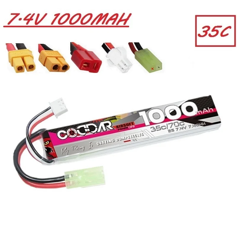 

New 7.4V 1000mAh Lipo Battery for Water Gun Mini Airsoft BB Air Pistol Electric Toys Guns Spare Parts 2S 7.4V 35C