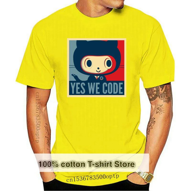 

New The Octodex GitHub baracktocat yes we code T-shirt Cotton Men T shirt 2021