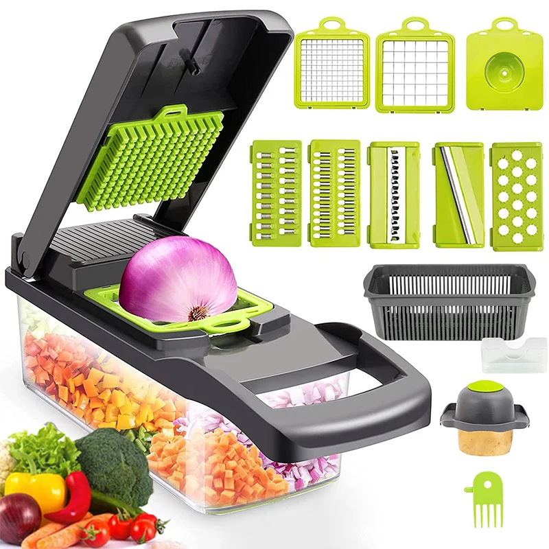 

8 In 1 Multifunctional Vegetable Cutter Fruit Slicer Food Shredders Veget Chopper with Drain Basket Gadgets Kitchen Accessories