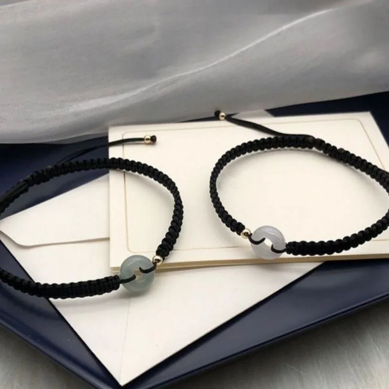 

Safety Buckle Bracelet Green White Amulet Handmade Braided Bracelet for Women Men Couple Jewelry Blessing Valentine's Day Gifts